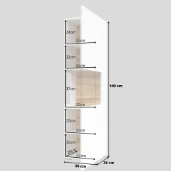 Garnero Arredamenti Parete Attrezzata A Terra|Pareti Attrezzate-Parete attrezzata 226x140h cm bianco rovere Fusion 1 Bianco Opaco