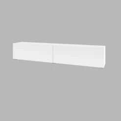 Garnero Arredamenti Parete Attrezzata A Terra|Pareti Attrezzate-Parete attrezzata 226x140h cm bianco rovere Fusion 1 Bianco Opaco