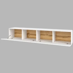 Garnero Arredamenti Parete Attrezzata A Terra|Pareti Attrezzate-Parete attrezzata 226x140h cm bianco rovere Fusion 1 Bianco Opaco