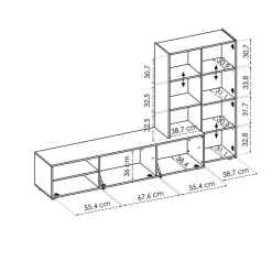 Garnero Arredamenti Mobile Tv Basso|Pareti Attrezzate-Parete attrezzata 227x241h cm legno rovere bianco Gallego