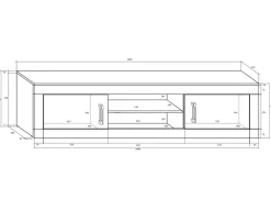 Garnero Arredamenti Parete Attrezzata A Terra|Pareti Attrezzate-Parete attrezzata 240x172,5h cm larice bianco lucido Susan Gihome® Rovere - Bianco Lucido