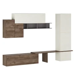 Garnero Arredamenti Parete Attrezzata A Terra|Pareti Attrezzate-Parete attrezzata 300x223h cm moderna soggiorno noce bianco Britto