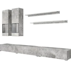 Garnero Arredamenti Parete Attrezzata A Terra|Pareti Attrezzate-Parete attrezzata 270x176h cm moderna grigio Emotion Gihome® Cemento