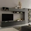 Garnero Arredamenti Parete Attrezzata A Terra|Pareti Attrezzate-Parete attrezzata 387x186h cm moderna antracite grigio Sunset 43