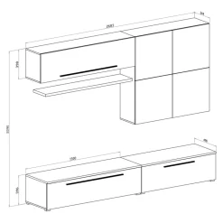 Garnero Arredamenti Parete Attrezzata A Terra|Pareti Attrezzate-Parete attrezzata 268x209h cm moderna bianco marmo grafite Power