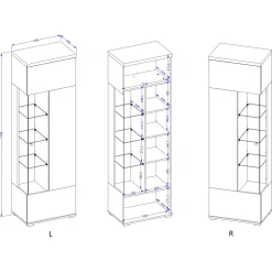 Garnero Arredamenti Parete Attrezzata A Terra|Pareti Attrezzate-Parete attrezzata 325x180h cm moderna con vetrina beige grigio Matt