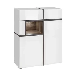 Garnero Arredamenti Parete Attrezzata A Terra|Pareti Attrezzate-Parete attrezzata 310x197h cm moderna bianco lucido Mackay Gihome®