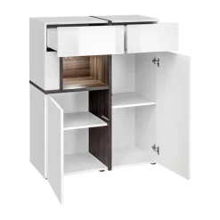 Garnero Arredamenti Parete Attrezzata A Terra|Pareti Attrezzate-Parete attrezzata 310x197h cm moderna bianco lucido Mackay Gihome®