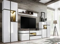 Garnero Arredamenti Parete Attrezzata A Terra|Pareti Attrezzate-Parete attrezzata 310x197h cm moderna bianco lucido Mackay Gihome®