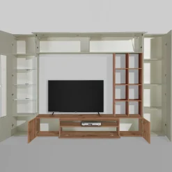 Garnero Arredamenti Parete Attrezzata A Terra|Pareti Attrezzate-Parete attrezzata 290x190h cm moderna tortora rovere Zenith Tortora - Rovere