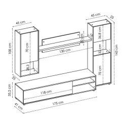 Garnero Arredamenti Parete Attrezzata A Terra|Pareti Attrezzate-Parete attrezzata 220x175h cm moderna legno rovere bianco Matias