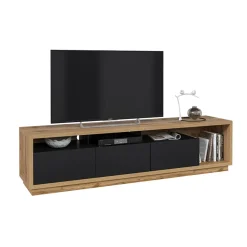 Garnero Arredamenti Parete Attrezzata A Terra|Pareti Attrezzate-Parete attrezzata 251x196h cm moderna rovere nero Favorita Rovere - Nero opaco