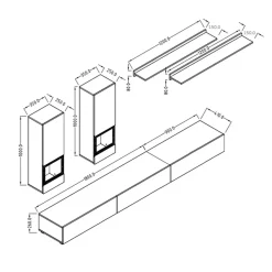 Garnero Arredamenti Parete Attrezzata A Terra|Pareti Attrezzate-Parete attrezzata 270x176h cm moderna noce antico nero frassinato Emotion Gihome® Nero Frassinato - Noce