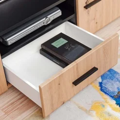 Garnero Arredamenti Pareti Attrezzate-Parete attrezzata 310x190h cm moderna rovere nero opaco York Gihome® Rovere Rustico