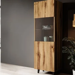 Garnero Arredamenti Parete Attrezzata A Terra|Pareti Attrezzate-Parete attrezzata 290x183h cm moderna cannettato quercia Essence