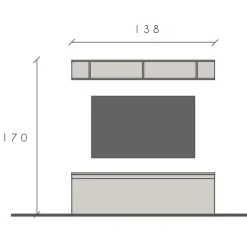 Garnero Arredamenti Parete Attrezzata A Terra|Pareti Attrezzate-Parete attrezzata 138x170h cm moderna bianco lucido rovere chiaro Sunset 93