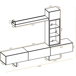 Garnero Arredamenti Parete Attrezzata A Terra|Pareti Attrezzate-Parete attrezzata 240x170h cm moderna soggiorno rovere antico Dalì