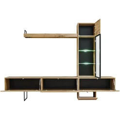 Garnero Arredamenti Parete Attrezzata A Terra|Pareti Attrezzate-Parete attrezzata 240x170h cm moderna soggiorno rovere antico Dalì