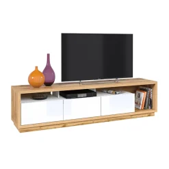 Garnero Arredamenti Parete Attrezzata A Terra|Pareti Attrezzate-Parete attrezzata 251x196h cm moderna bianco lucido rovere Favorita Rovere - Bianco Lucido