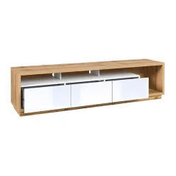 Garnero Arredamenti Parete Attrezzata A Terra|Pareti Attrezzate-Parete attrezzata 251x196h cm moderna bianco lucido rovere Favorita Rovere - Bianco Lucido