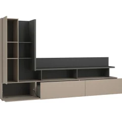 Garnero Arredamenti Parete Attrezzata A Terra|Pareti Attrezzate-Parete attrezzata 270x162h cm moderna beige grigio Matt