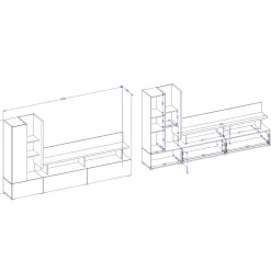 Garnero Arredamenti Parete Attrezzata A Terra|Pareti Attrezzate-Parete attrezzata 270x162h cm moderna beige grigio Matt