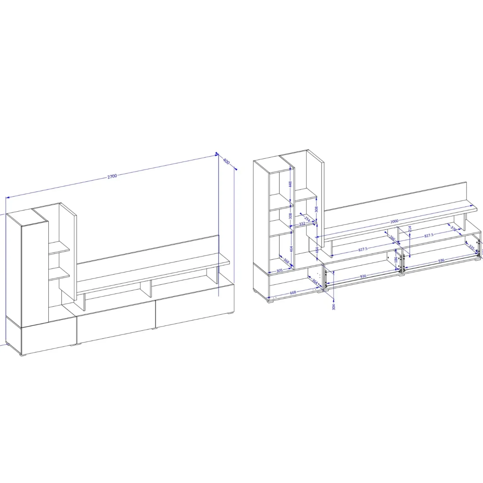 Garnero Arredamenti Parete Attrezzata A Terra|Pareti Attrezzate-Parete attrezzata 270x162h cm moderna beige grigio Matt