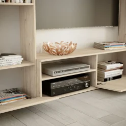 Garnero Arredamenti Parete Attrezzata A Terra|Pareti Attrezzate-Parete attrezzata 220x178h cm moderna rovere chiaro Rubino