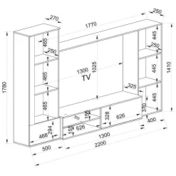Garnero Arredamenti Parete Attrezzata A Terra|Pareti Attrezzate-Parete attrezzata 220x178h cm moderna rovere chiaro Rubino