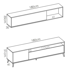 Garnero Arredamenti Parete Attrezzata A Terra|Pareti Attrezzate-Parete attrezzata 180x166h cm moderna soggiorno rovere grafite Edgar