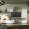 Garnero Arredamenti Parete Attrezzata A Terra|Pareti Attrezzate-Parete attrezzata 310x210h cm moderna bianco lucido grigio chiaro Sunset 92