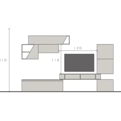 Garnero Arredamenti Parete Attrezzata A Terra|Pareti Attrezzate-Parete attrezzata 310x210h cm moderna bianco lucido grigio chiaro Sunset 92