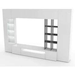 Garnero Arredamenti Parete Attrezzata A Terra|Pareti Attrezzate-Parete attrezzata 290x192h cm moderna Zenith Bianco Lucido