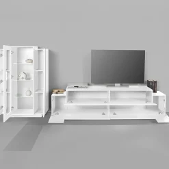 Garnero Arredamenti Parete Attrezzata A Terra|Pareti Attrezzate-Parete attrezzata 290x121h cm moderna Milos Gihome® Bianco Lucido