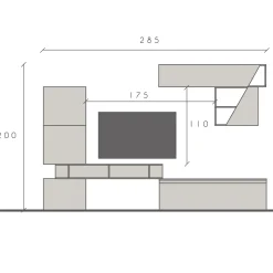 Garnero Arredamenti Parete Attrezzata A Terra|Pareti Attrezzate-Parete attrezzata 285x200h cm moderna beige marrone Sunset 77