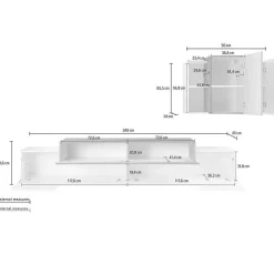 Garnero Arredamenti Parete Attrezzata A Terra|Pareti Attrezzate-Parete attrezzata 240x180h cm moderna bianco pero Milos Gihome® Bianco Lucido - Rovere Rustico