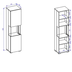 Garnero Arredamenti Parete Attrezzata A Terra|Pareti Attrezzate-Parete attrezzata 226x140h cm nero rovere Fusion 2 Nero Opaco