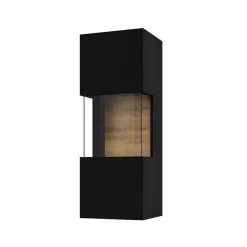 Garnero Arredamenti Parete Attrezzata A Terra|Pareti Attrezzate-Parete attrezzata 226x140h cm nero rovere Fusion 2 Nero Opaco