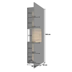 Garnero Arredamenti Parete Attrezzata A Terra|Pareti Attrezzate-Parete attrezzata 226x140h cm nero rovere Fusion 2 Nero Opaco