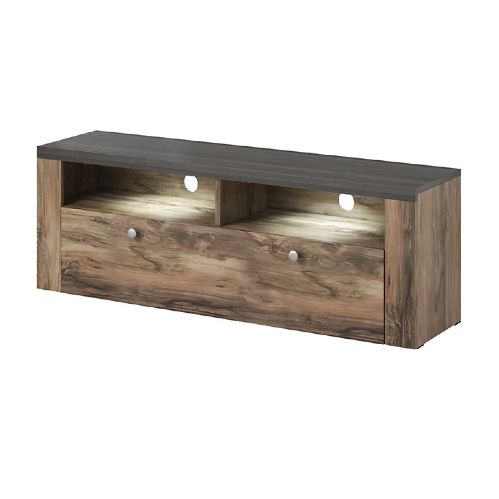 Garnero Arredamenti Parete Attrezzata A Terra|Pareti Attrezzate-Parete attrezzata 325x206h cm noce rovere grigio Paloma 2 Noce - Grigio