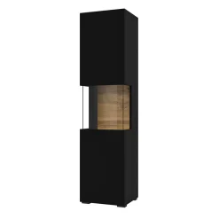 Garnero Arredamenti Parete Attrezzata A Terra|Pareti Attrezzate-Parete attrezzata 226x140h cm nero rovere Fusion 1 Nero Opaco