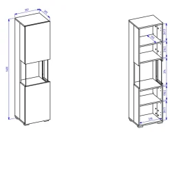 Garnero Arredamenti Parete Attrezzata A Terra|Pareti Attrezzate-Parete attrezzata 226x140h cm nero rovere Fusion 1 Nero Opaco