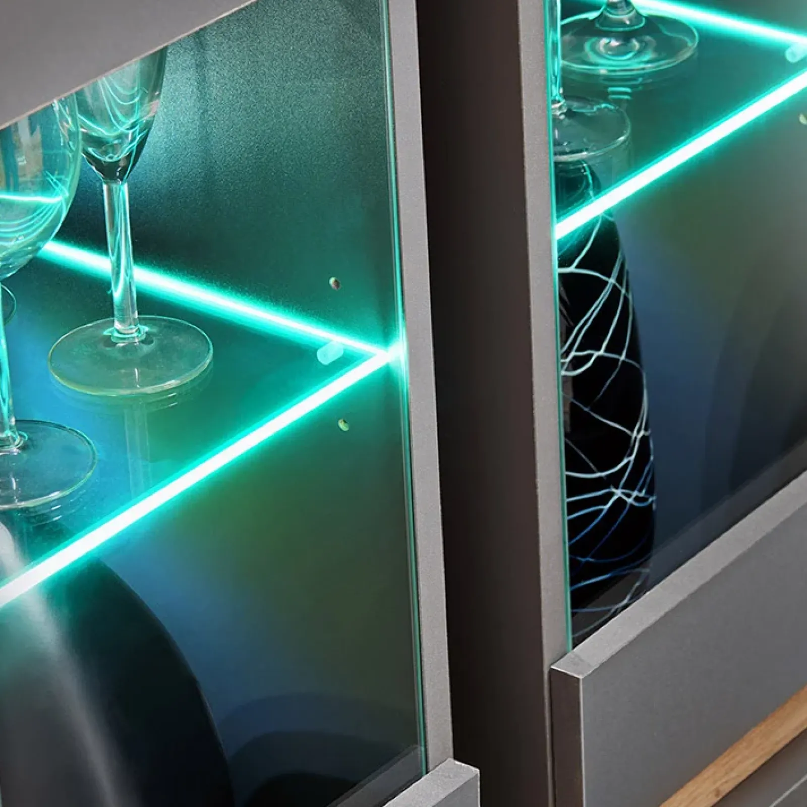 Garnero Arredamenti Parete Attrezzata A Terra|Pareti Attrezzate-Parete attrezzata 175x148h cm rovere antracite Siviglia Gihome®