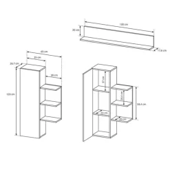 Garnero Arredamenti Parete Attrezzata A Terra|Pareti Attrezzate-Parete attrezzata 260x190h cm rovere antracite Blob Rovere - Antracite