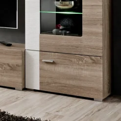 Garnero Arredamenti Parete Attrezzata A Terra|Pareti Attrezzate-Parete attrezzata 240x190h cm rovere bianco lucido Mexico Gihome®