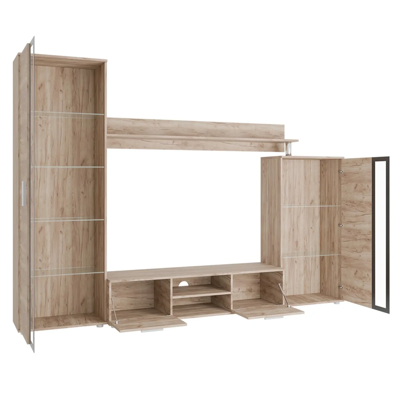 Garnero Arredamenti Parete Attrezzata A Terra|Pareti Attrezzate-Parete attrezzata 256x182h cm country grigio nero Newcastle Rovere