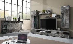 Garnero Arredamenti Parete Attrezzata A Terra|Pareti Attrezzate-Parete attrezzata 275x175h cm soggiorno Frisk Ossido