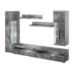 Garnero Arredamenti Parete Attrezzata A Terra|Pareti Attrezzate-Parete attrezzata 275x175h cm soggiorno Frisk Ossido