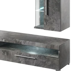 Garnero Arredamenti Parete Attrezzata A Terra|Pareti Attrezzate-Parete attrezzata 275x175h cm soggiorno Frisk Ossido