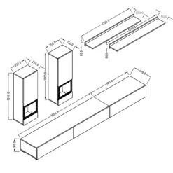 Garnero Arredamenti Parete Attrezzata A Terra|Pareti Attrezzate-Parete attrezzata 270x176h cm soggiorno moderna nero Emotion Gihome® Rovere